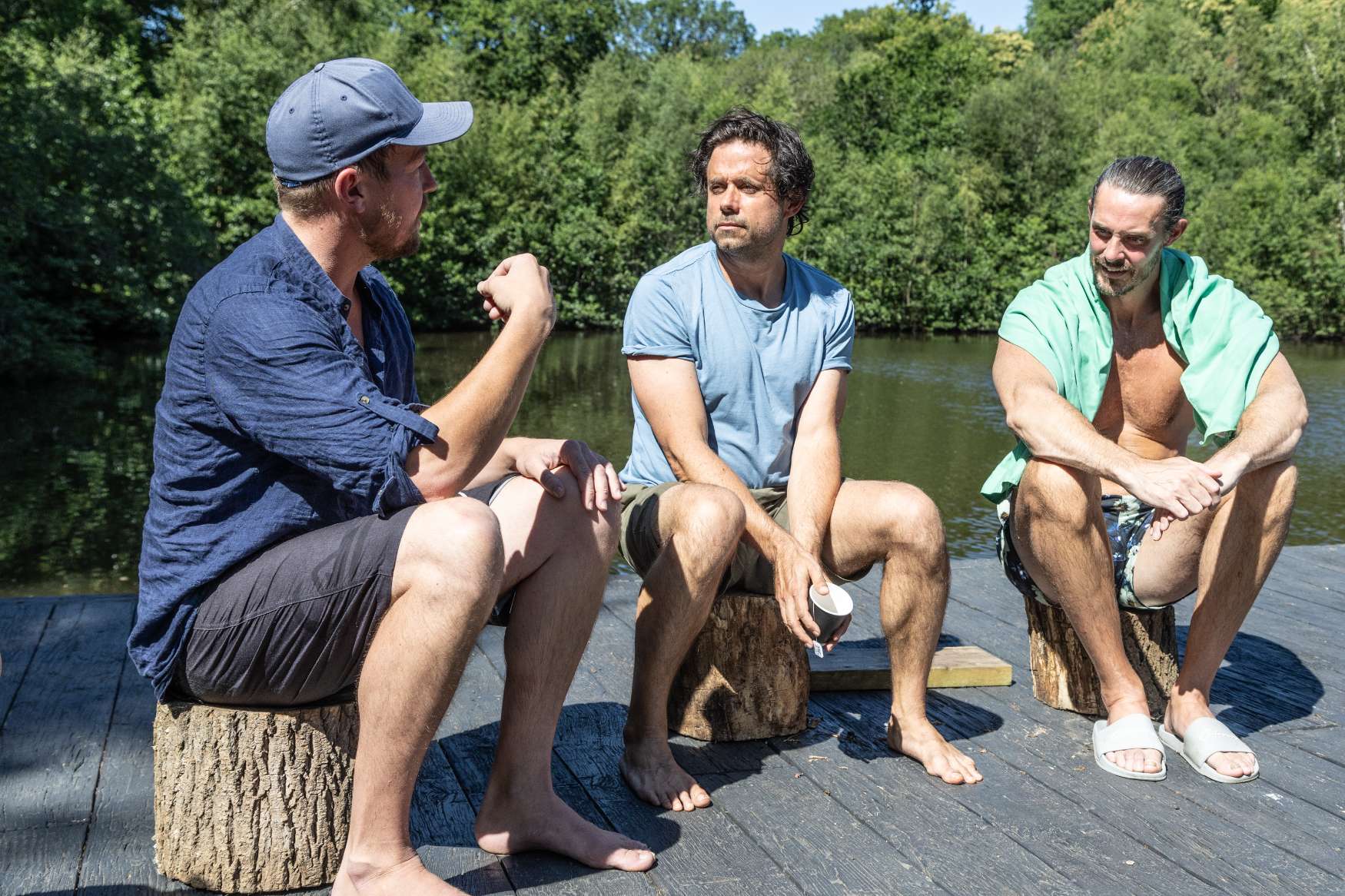 Monumental members in honest conversation during an outdoor retreat session