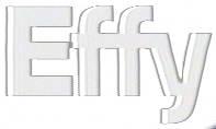 White text reading 'Effy' on a dark background with a slight shadow effect.