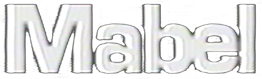 Word 'Mabel' in large white font with a subtle shadow on a transparent background.