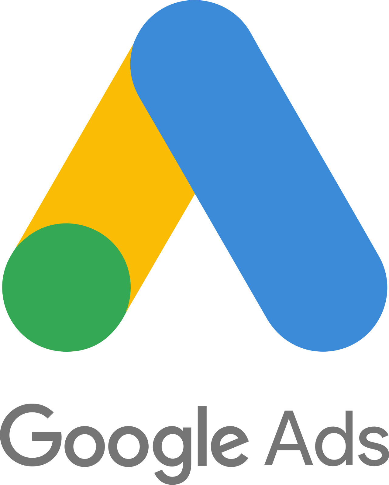 Logo Google Ads avec une barre bleue, une barre jaune et un cercle vert.