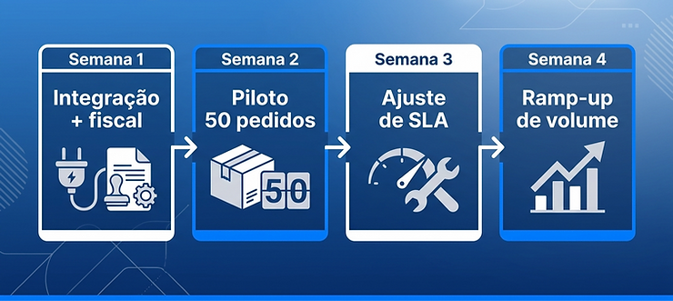 Ativar um fornecedor sem cair em um caos operacional leva cerca de quatro semanas e segue um cronograma previsível.