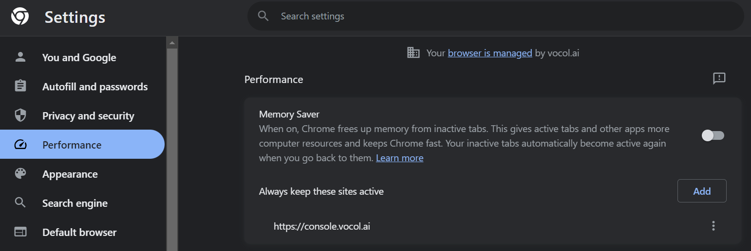 Turn Memory Saver off