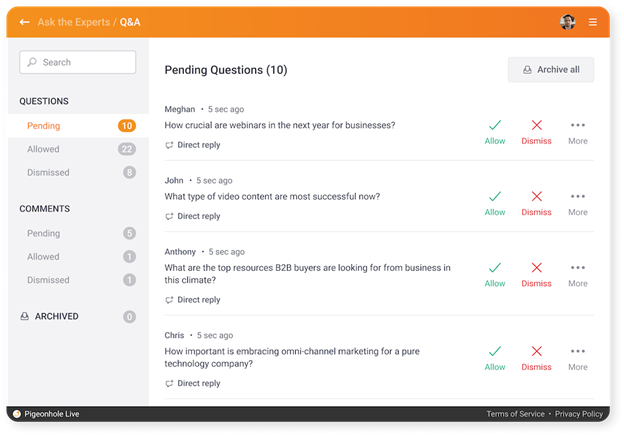 Pigeonhole UI 