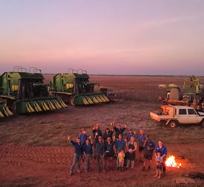Ormsby Group operators and machinery gathered at sunset, Katherine NT
