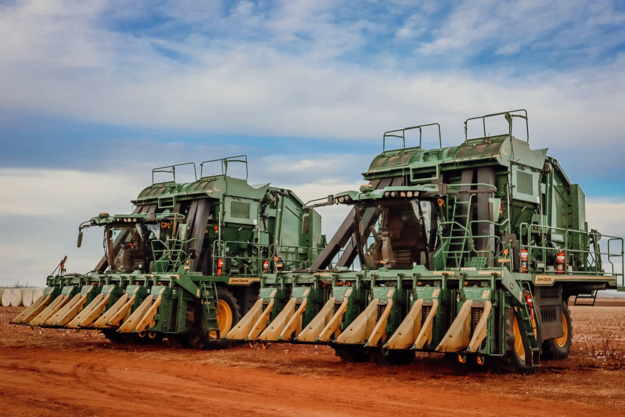 NT Broadacre harvesters working a cotton paddock, cotton and broadacre cropping contractor