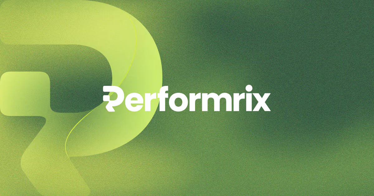 Performrix Logo auf grünem Farbverlauf – Logodesign von ST-UDIO