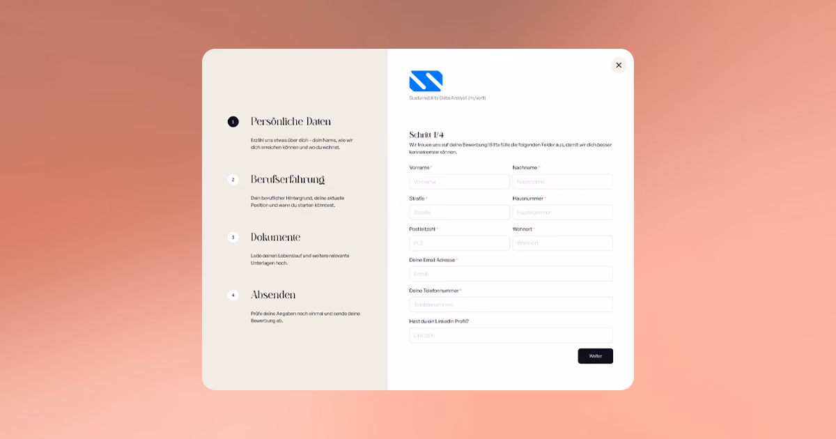 Mehrstufiges Bewerbungsformular – Multistep-Formular in Webflow