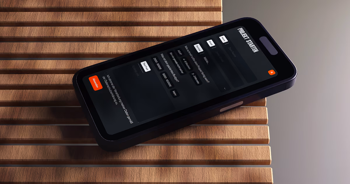„Project Starter"-Formular auf dem Smartphone – individuelle Drawer-Komponente