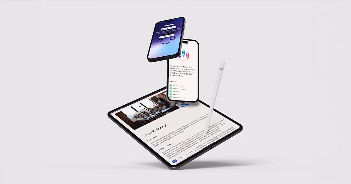 Persoflow Interface auf Tablet und Smartphones – responsives Webdesign