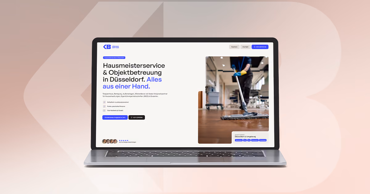 Körning Bertram Website auf einem Laptop - Hausmeisterservice in Düsseldorf