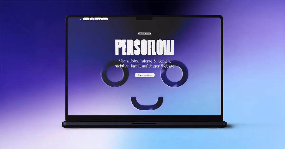 Persoflow Website auf einem MacBook – SaaS-Plattform für Personaldienstleister
