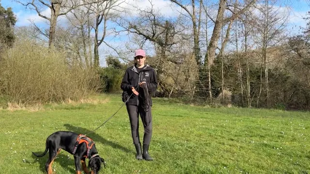 Katie showing how to prevent lead pulling outside