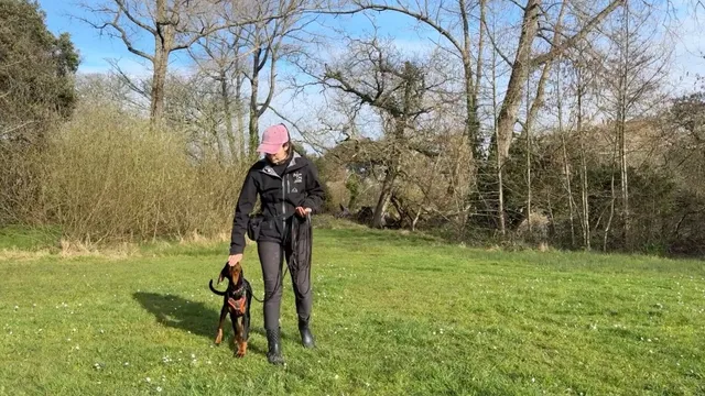 Katie demonstrating forward lead walking