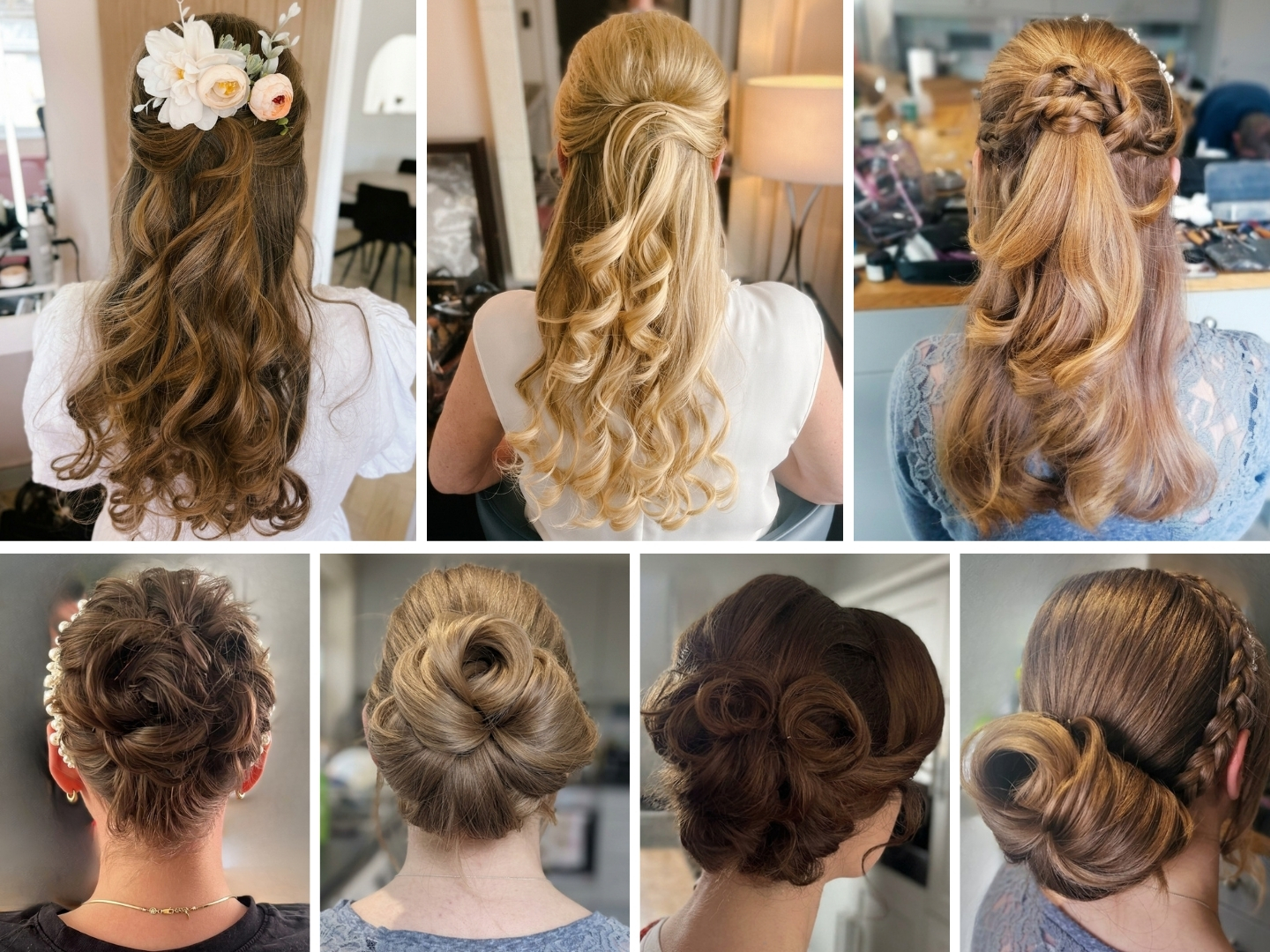 Bridal hair and makeup gallery showing brides, bridesmaids and wedding day styling