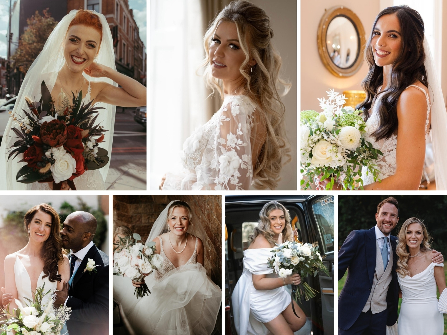 Bridal hair and makeup gallery showing brides, bridesmaids and wedding day styling