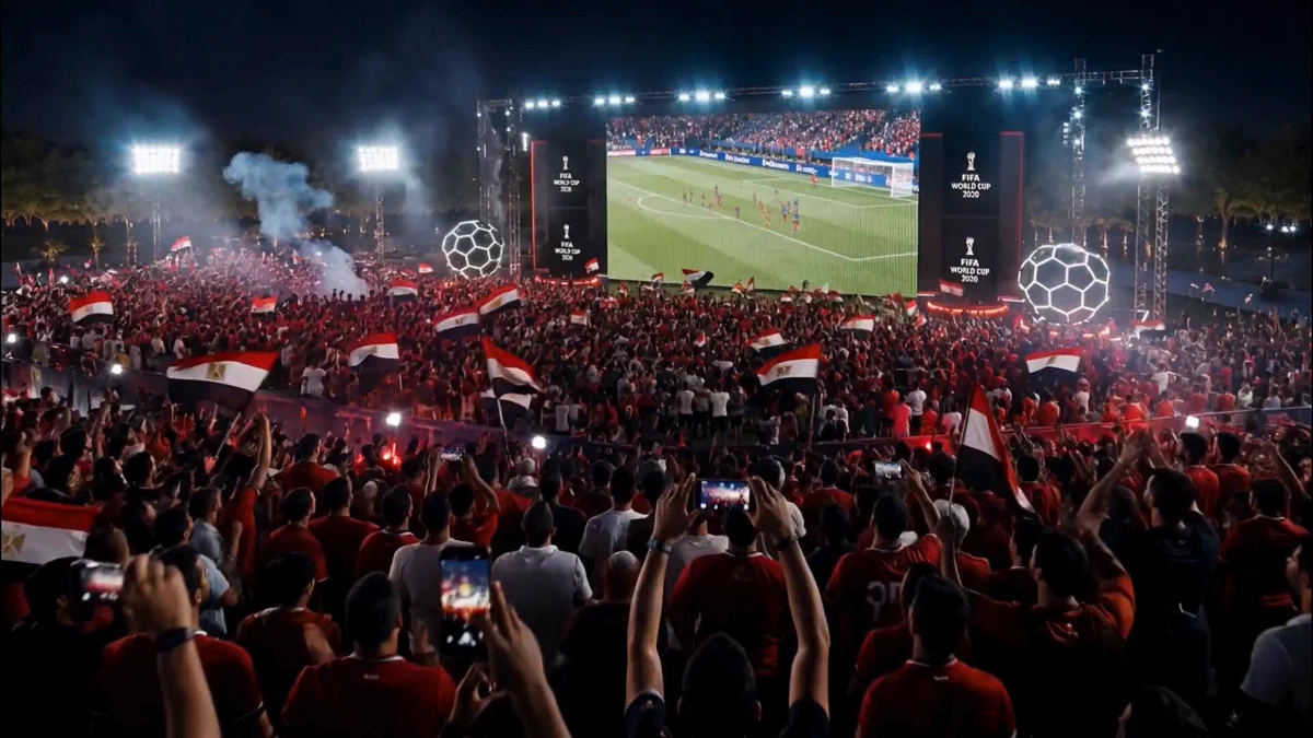 Fans at the FIFA World Cup fan zone in Egypt's New Capital