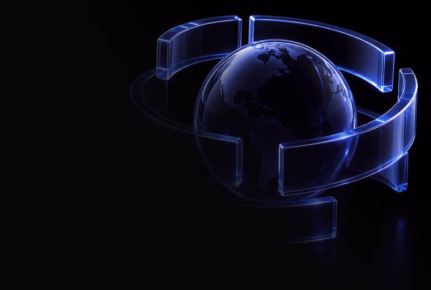 Glass globe encircled by a rotating arrow