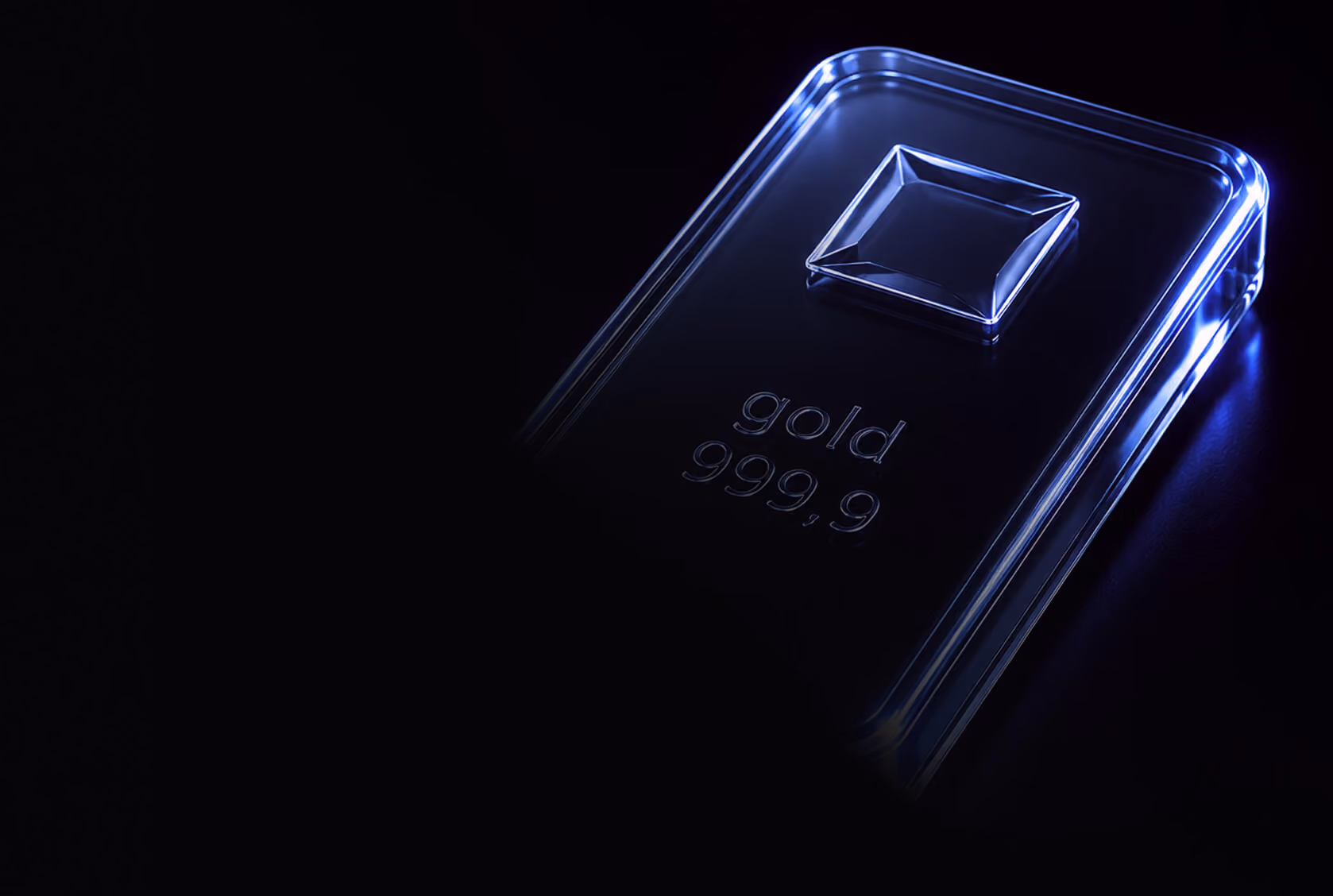 Glass gold bar embossed with 999.9