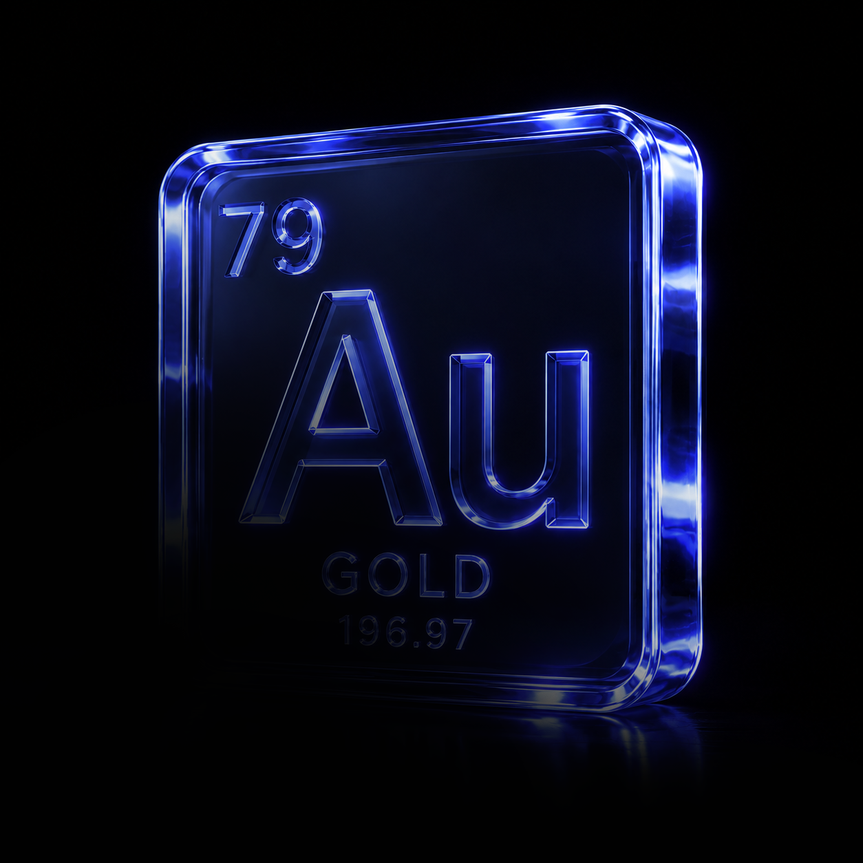 Glass gold bar embossed with 999.9
