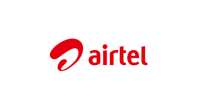 Airtel company logo in red on a black background.