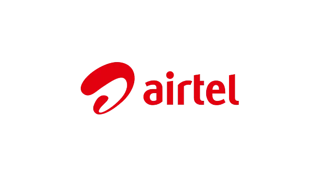Airtel company logo in red on a black background.