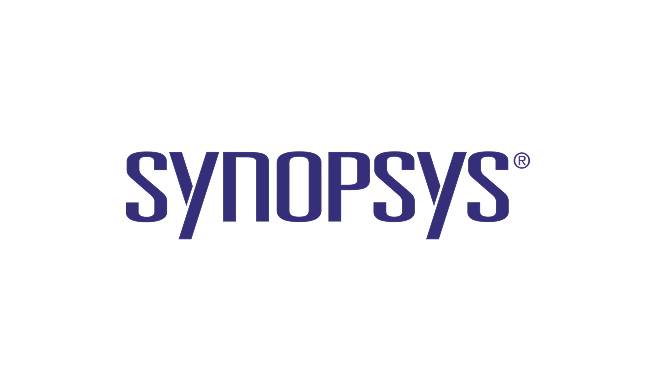 Synopsys logo in dark blue on a black background.