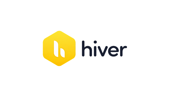 Hiver company logo featuring a stylized white 'h' inside a yellow hexagon to the left of the word 'hiver' in dark gray lowercase letters.