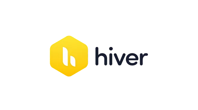 Hiver company logo featuring a stylized white 'h' inside a yellow hexagon to the left of the word 'hiver' in dark gray lowercase letters.