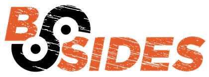 The word 'BSIDES' in uppercase orange letters with a textured, scratched appearance on a transparent background.