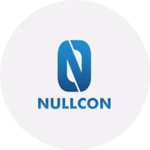 Nullcon logo featuring a stylized blue letter N above the word NULLCON in blue capital letters.