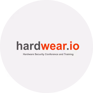 Hardwear io logo with the tagline 'Hardware Security Conference and Training' underneath the name.