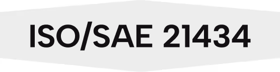 Text reading 'ISO/SAE 21434' in black on a dark gray background.