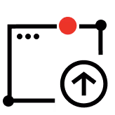 Black silhouette of a reindeer standing with a large red nose glowing.