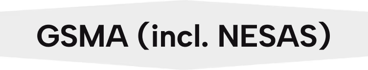 Text reading 'GSMA (incl. NESAS)' in dark gray on black background.