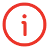 Lowercase letter i in red circle, symbol for information.