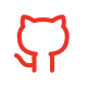 Red GitHub Octocat logo on a transparent background.