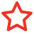Red outlined star shape with a smaller star cutout in the center, on a white background.