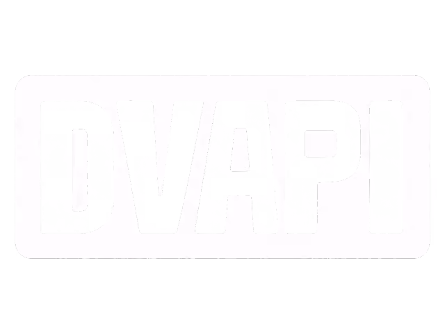 Text stylized with black and white irregular spots, displaying the letters D V A P I in bold, uppercase font.