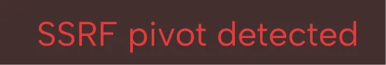 Red text on dark background stating 'SSRF pivot detected'.