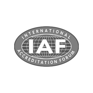Logo of the International Accreditation Forum (IAF) featuring a globe grid design inside an oval shape with 'INTERNATIONAL ACCREDITATION FORUM' text around it.