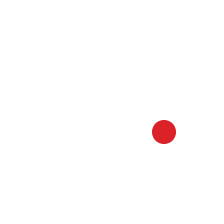 Minimalist design of a small solid red circle centered on a white background.