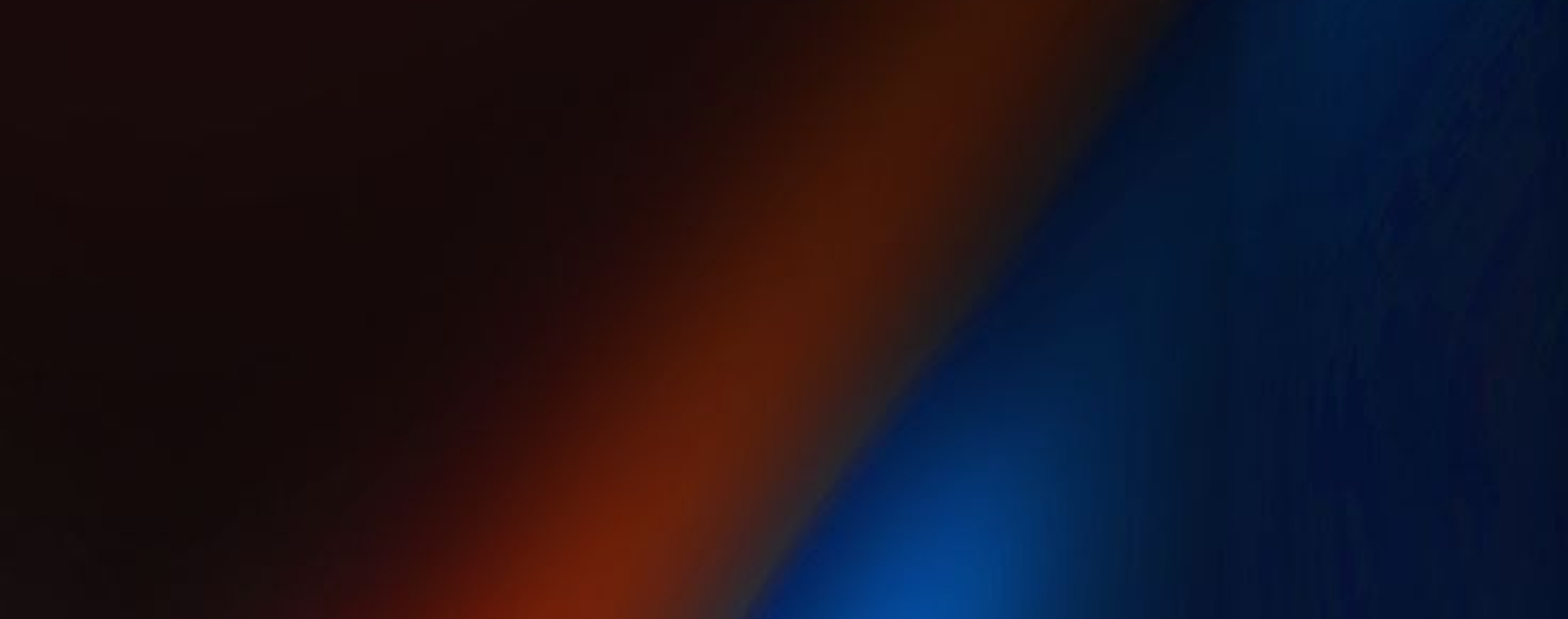 Abstract gradient background with dark brown, orange, and blue colors blending diagonally.