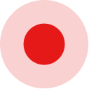 A solid red circle on a white background.