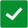 White checkmark inside a green square background symbolizing approval or confirmation.