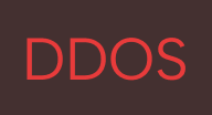 Red text displaying the acronym DDOS on a black background.