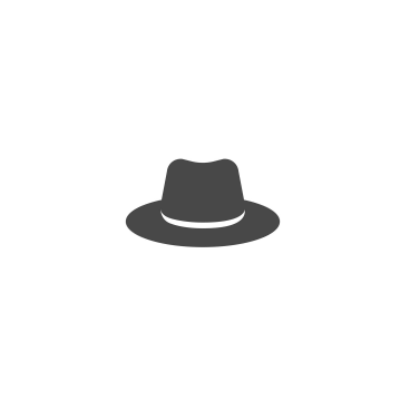 Black fedora hat icon centered in a white circular background.