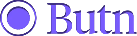 Logo featuring a stylized purple circle with an inner dot next to the text 'Butn' in purple font on a black background.