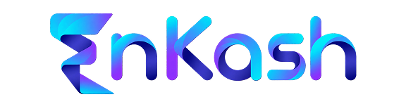 Stylized logo spelling the word 'nkash' with a geometric shape resembling an 'E' at the start in a gradient of blue shades.