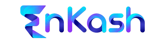 Stylized logo spelling the word 'nkash' with a geometric shape resembling an 'E' at the start in a gradient of blue shades.