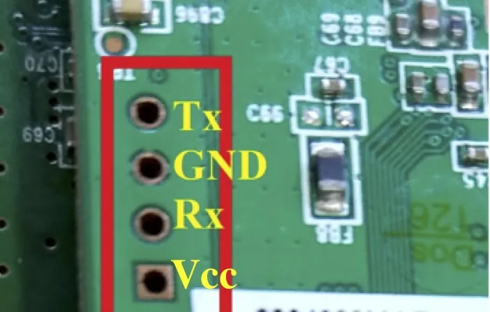 UART serial interface on a circuit board